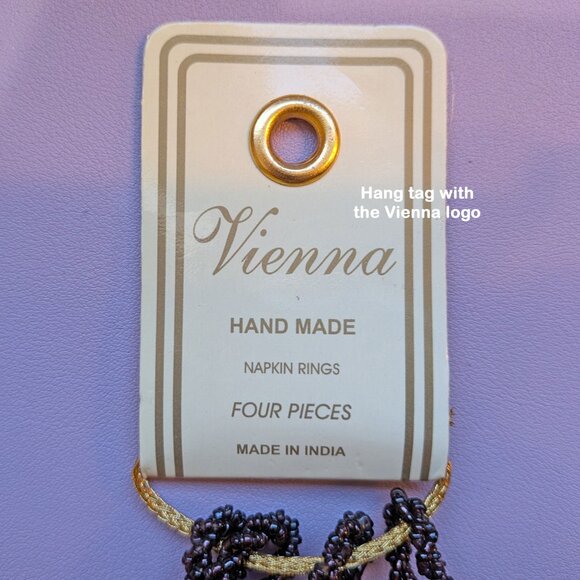 Set of 6 purple lushly beaded VTG napkin rings, Hand Made in India, 8" length - Picture 11 of 15